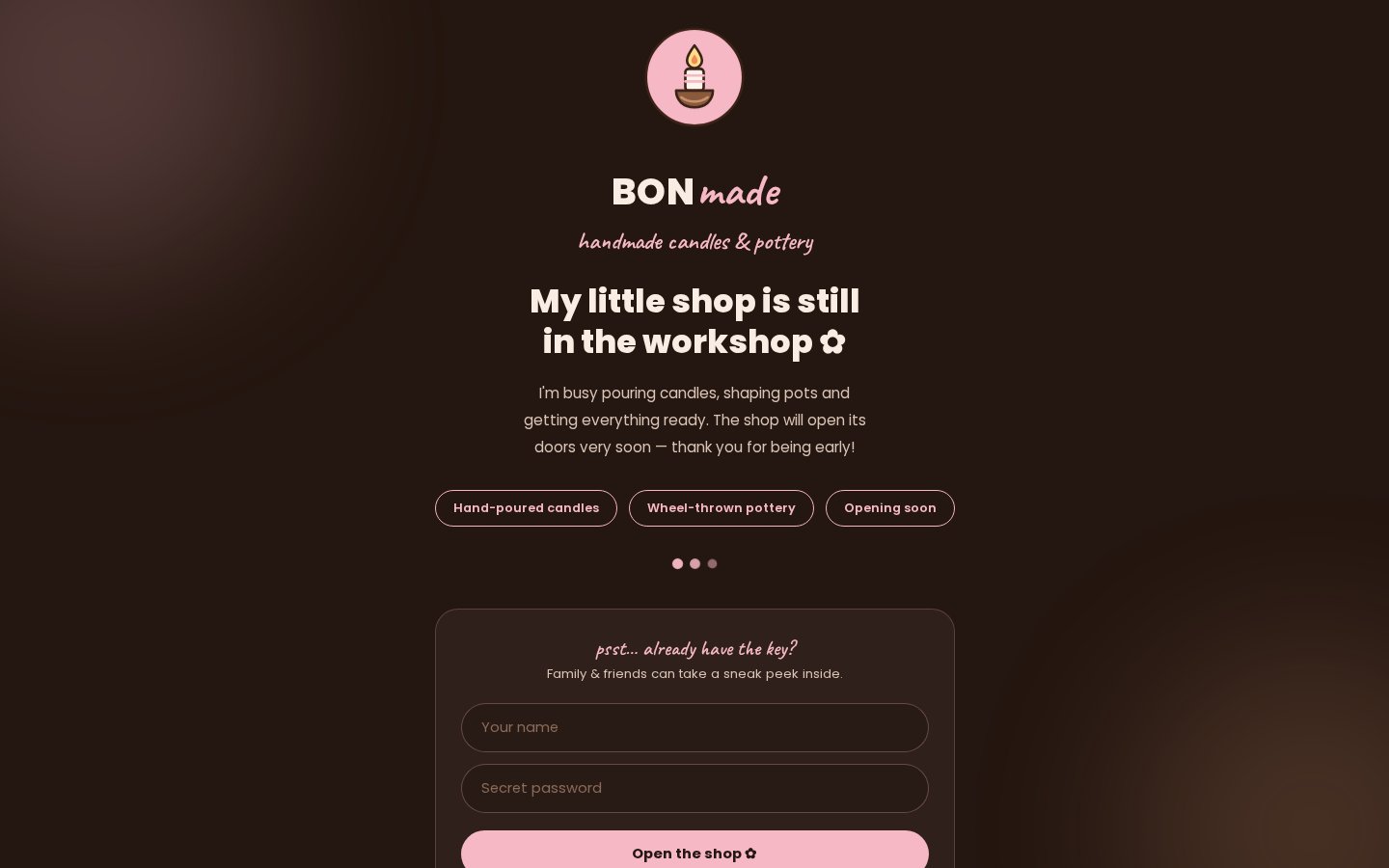 BONmade — handmade candles & pottery shop